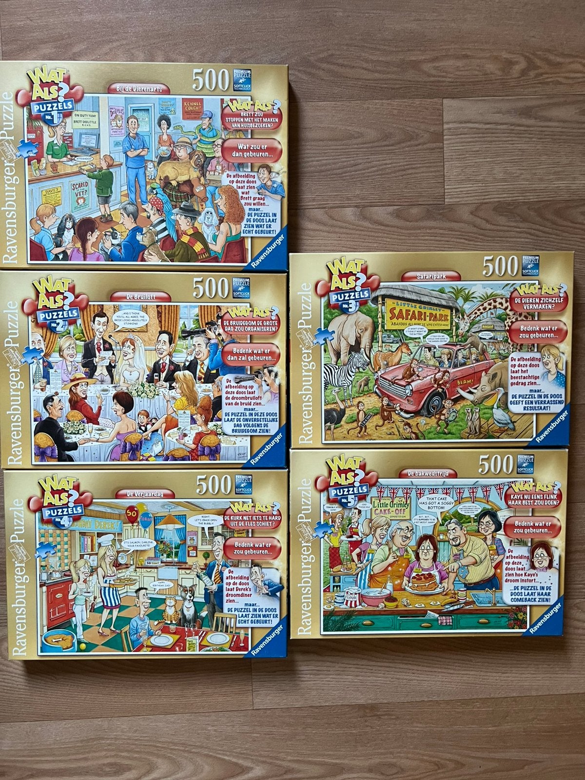 5x Ravensburger puzzel Wat als? 500 stukjes, Ophalen of Verzenden, 500 t/m 1500 stukjes, Zo goed als nieuw, Legpuzzel