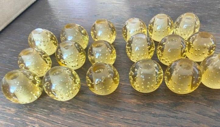G4 lampenkapje glas geel bubbels Ø 28-30mm, Gebruikt, Modern, Retro, Decoratief, Overige kleuren, Rond