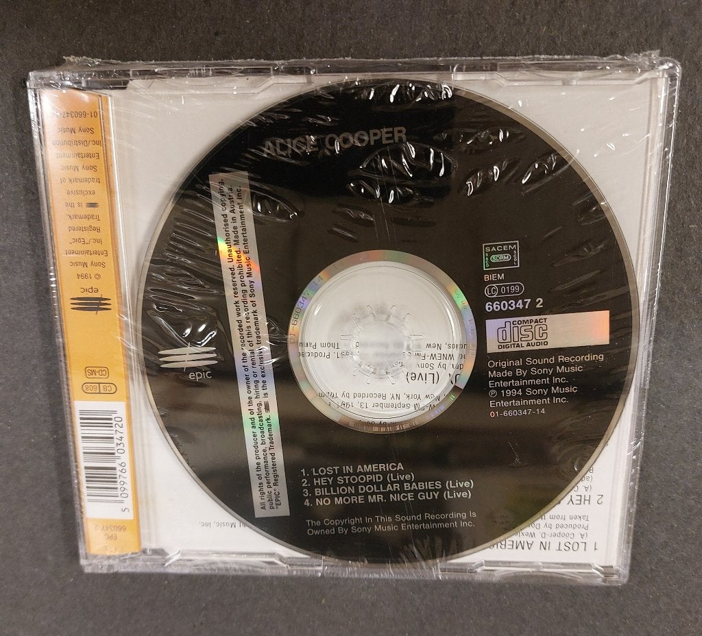 Alice Cooper CD-SINGLE 1994 GESEALED Lost In America + Live, Ophalen of Verzenden, Nieuw in verpakking, Rock en Metal, Eerste persing