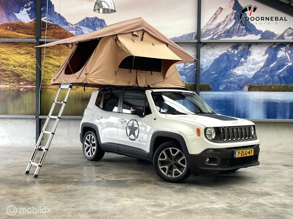 Jeep Renegade 1.4 MultiAir 140PK / DAKTENT / CARPLAY / LEDER, Voorwielaandrijving, Gebruikt, 400 kg, Wit