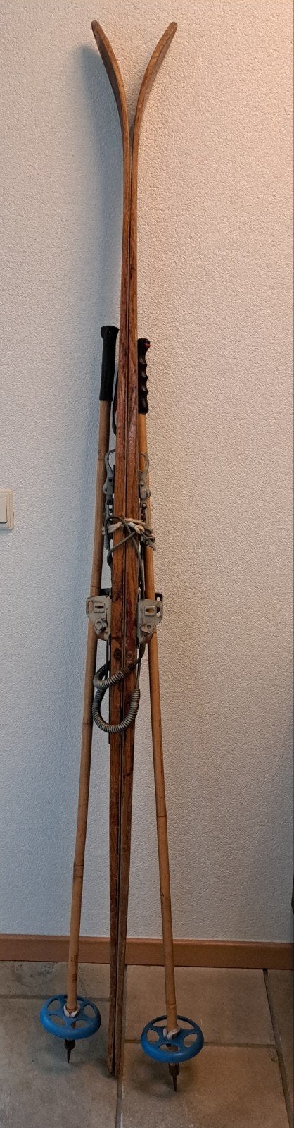 Vintage houten ski's met stokken en kinderski's, Skiën, Ski's, Ophalen, Overige merken