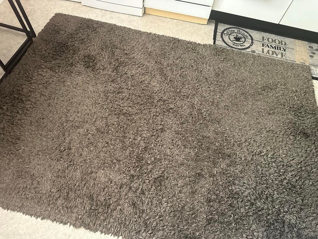 2x IKEA VINDUM Hoogpolig Tapijt - Grijsbruin (160x230 cm), Ophalen, Gebruikt, 150 tot 200 cm, 200 cm of meer