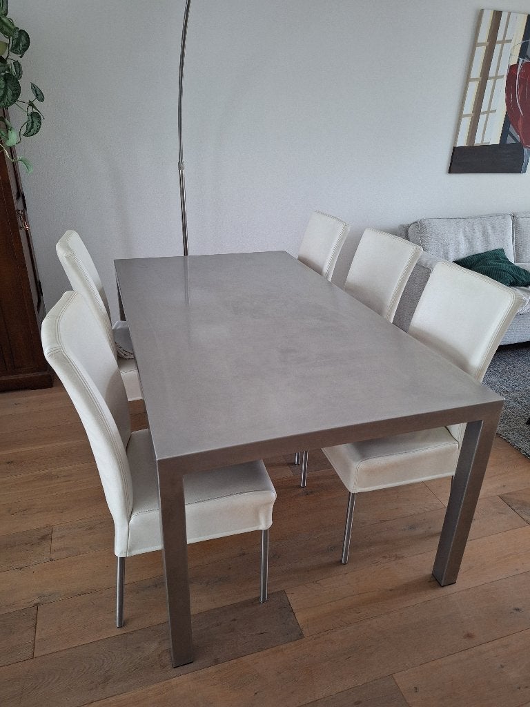 RVS tafel (optioneel met 6 stoelen), Ophalen, 50 tot 100 cm, Vijf personen of meer, Rechthoekig