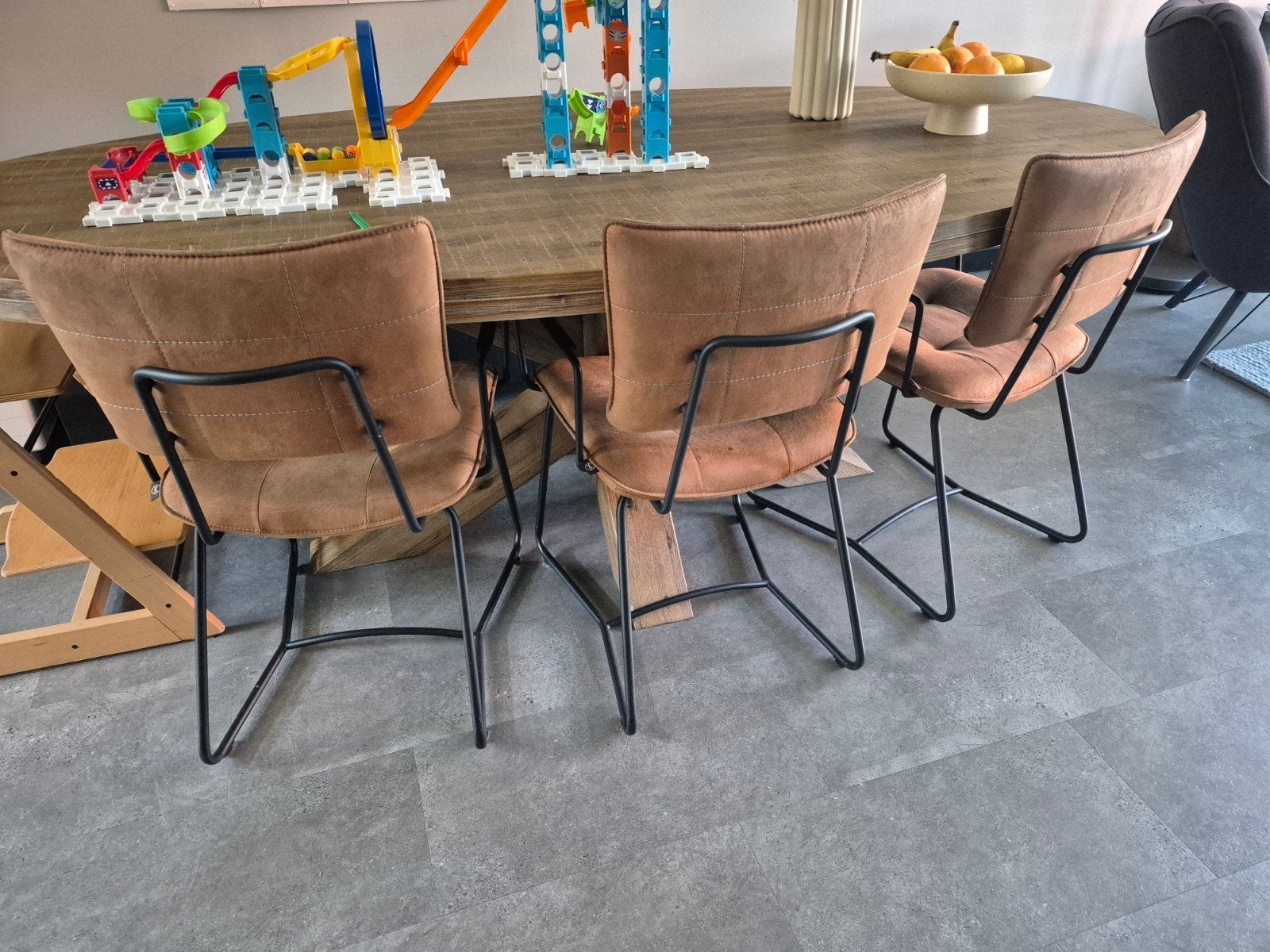 Henders & Hazel Julien cognac stoelen met armleuning, Gebruikt, Ophalen of Verzenden, Leer, Drie