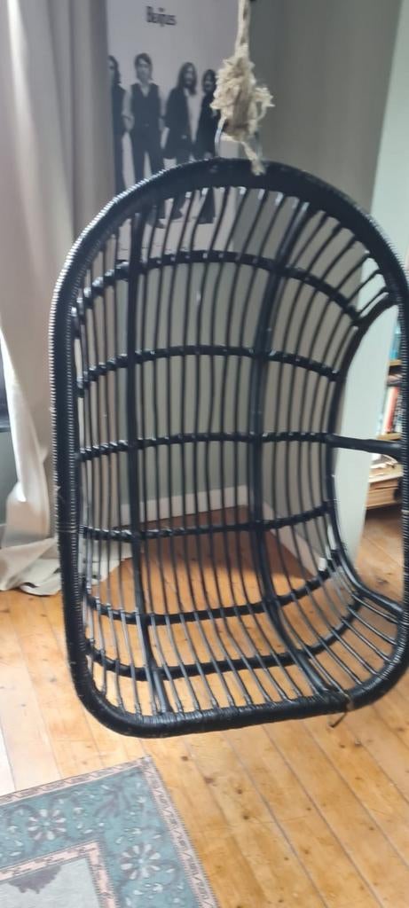 Zwarte hangstoel met ophangsysteem - Gebruikt, Huis en Inrichting, Stoelen, Ophalen