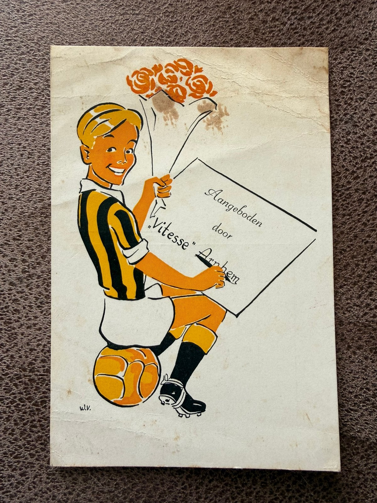 Voetbal kaart privé uitgave Vitesse jaren 50 / 60  ZELDZAAM, Verzamelen, Sportartikelen en Voetbal, Ophalen of Verzenden, Gebruikt