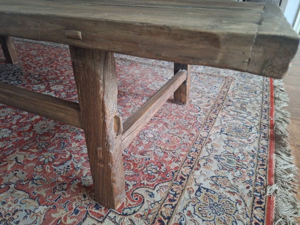 houten salontafel landelijk, Ophalen, 50 tot 100 cm, 150 tot 200 cm, Overige houtsoorten