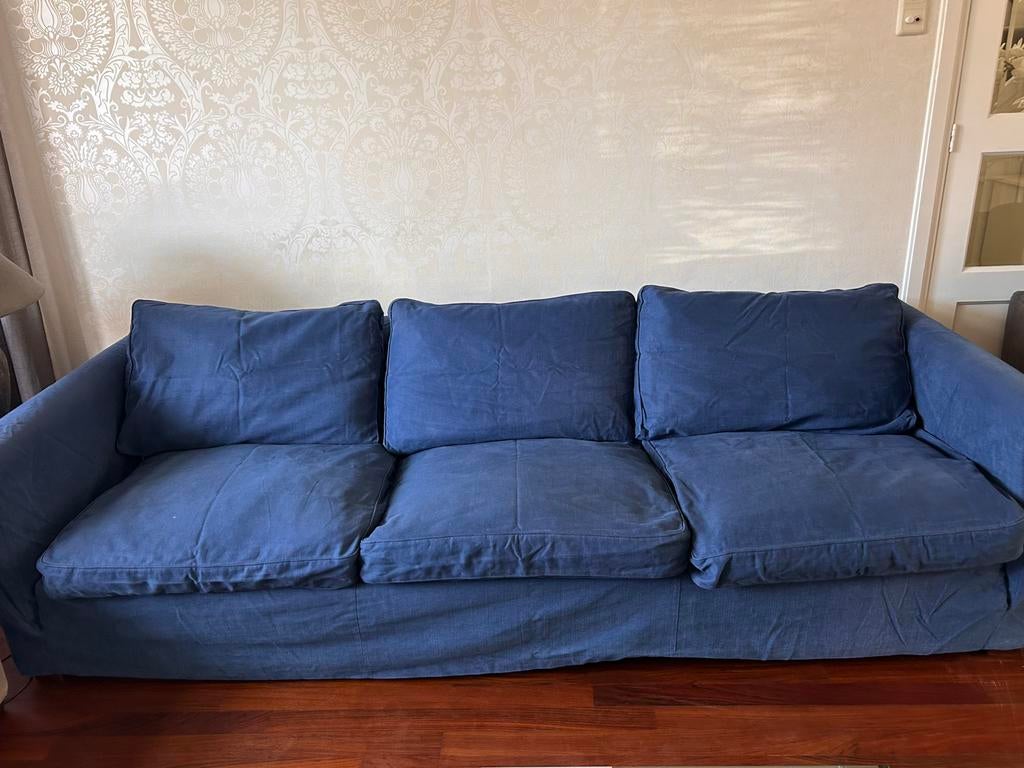 Linteloo bank blauw, Ophalen of Verzenden, Zo goed als nieuw, 200 tot 250 cm
