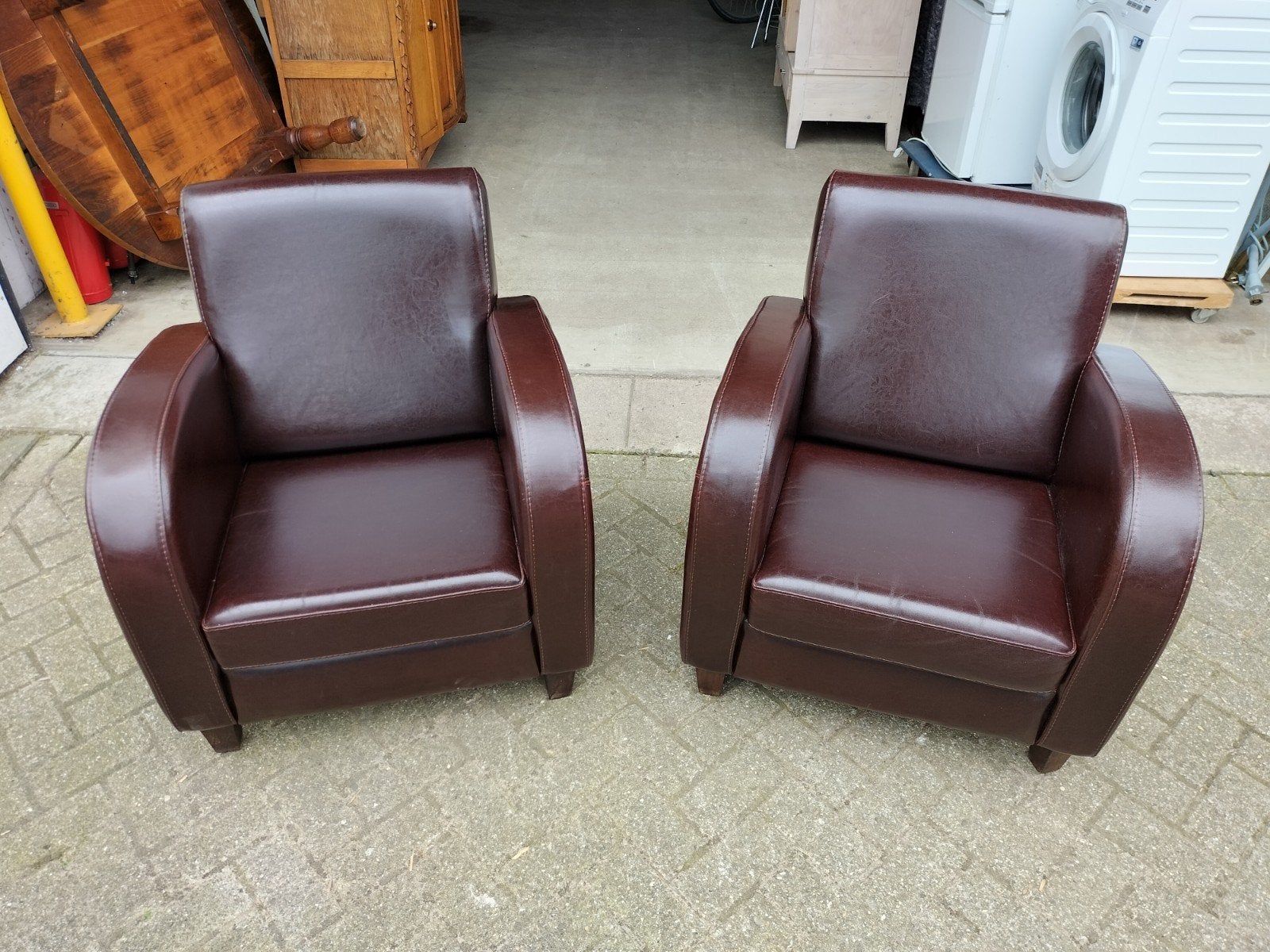 2 leren club fauteuils., Ophalen, Zo goed als nieuw, 75 tot 100 cm, 50 tot 75 cm