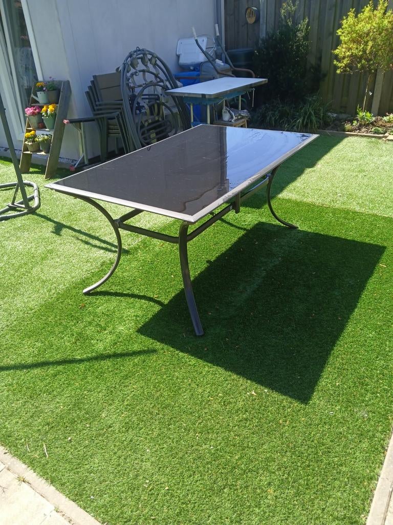 Tafel glas/ aluminium 160 x 100 cm, Ophalen, Gebruikt