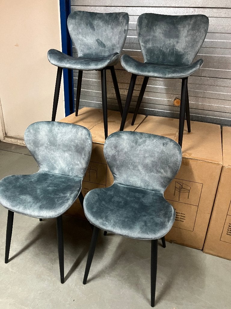 eetkamerstoelen NIEUW set van 4 stuks 125 euro, Ophalen, Blauw, Nieuw, Stof