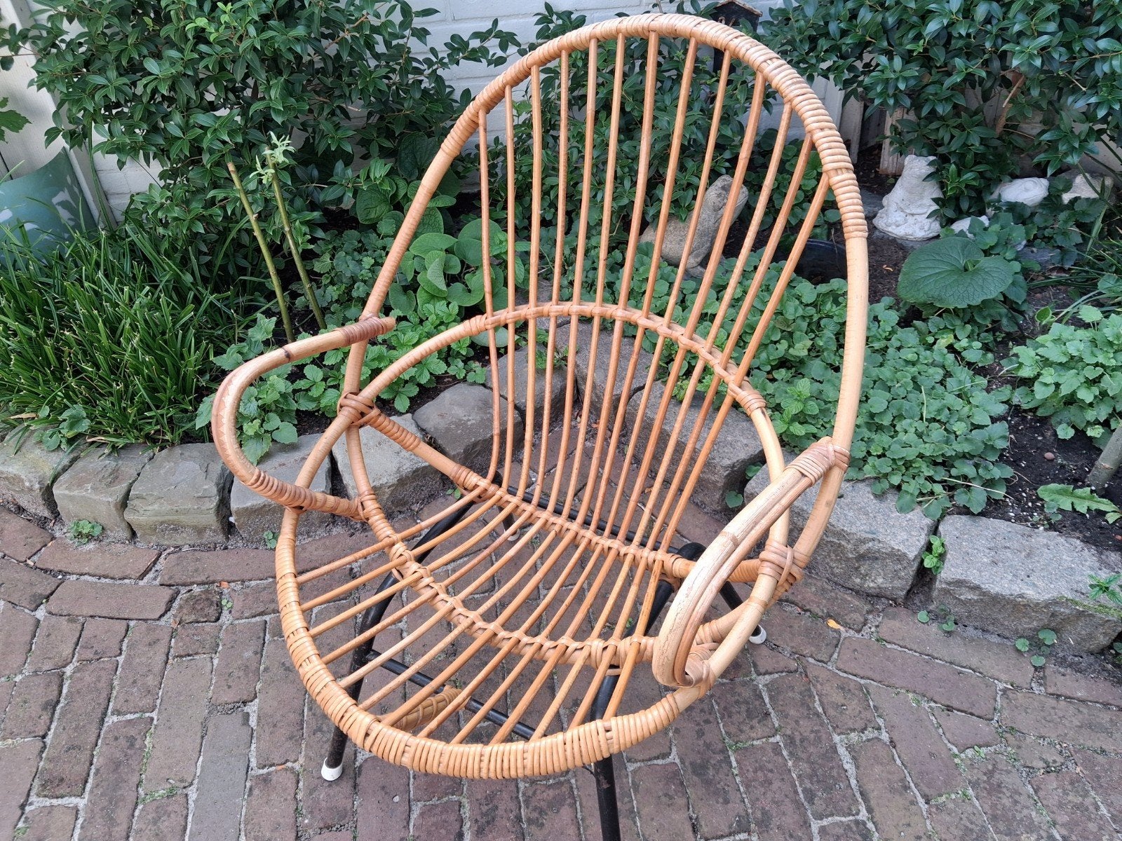 Leuke vintage rotan stoel, Ophalen, Gebruikt, Bruin, Vintage