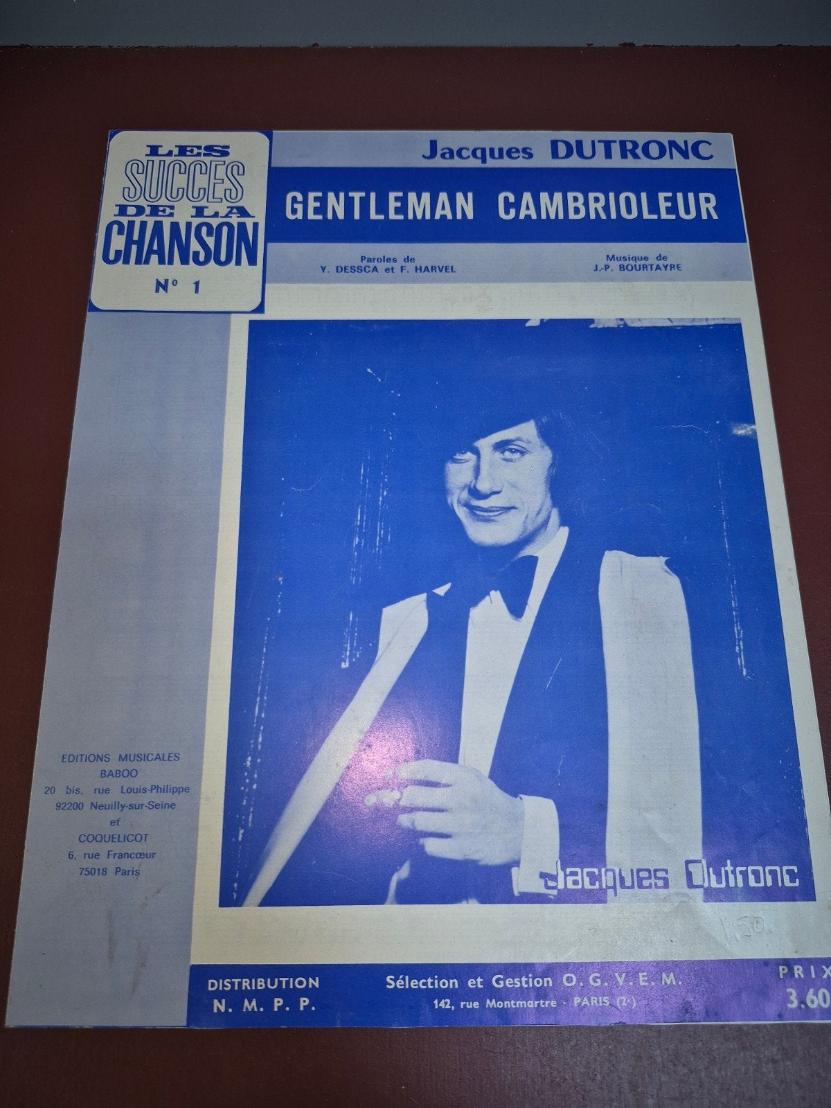 Jacques Dutronc - Gentleman Cambrioleur bladmuziek, Ophalen of Verzenden
