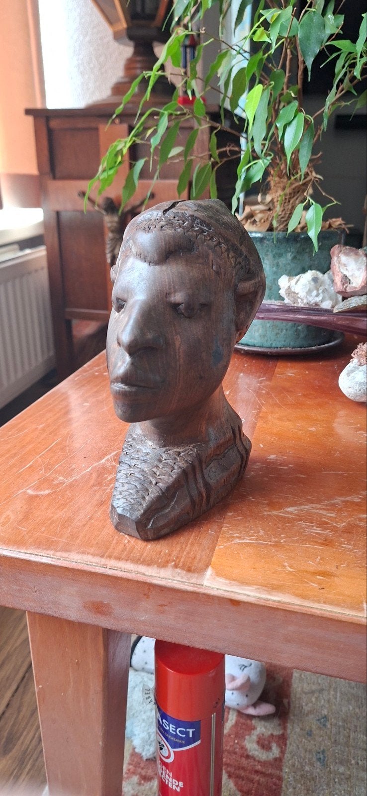 Houten Afrikaans Beeld - Hoofd, Hout, Bruin, Afrika, Ophalen of Verzenden