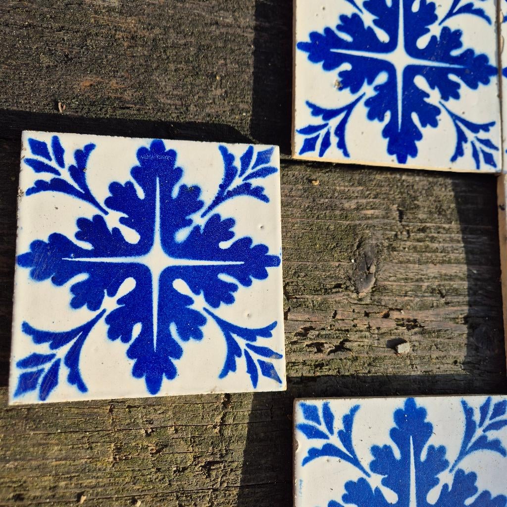 Set van 56 antieke wandtegels 13x13 cm blauw wit, Ophalen