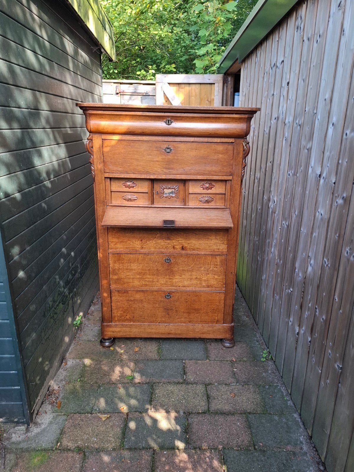 Hollandse chiffonière met schrijfklep ca. 1860, Antiek en Kunst, Ophalen of Verzenden