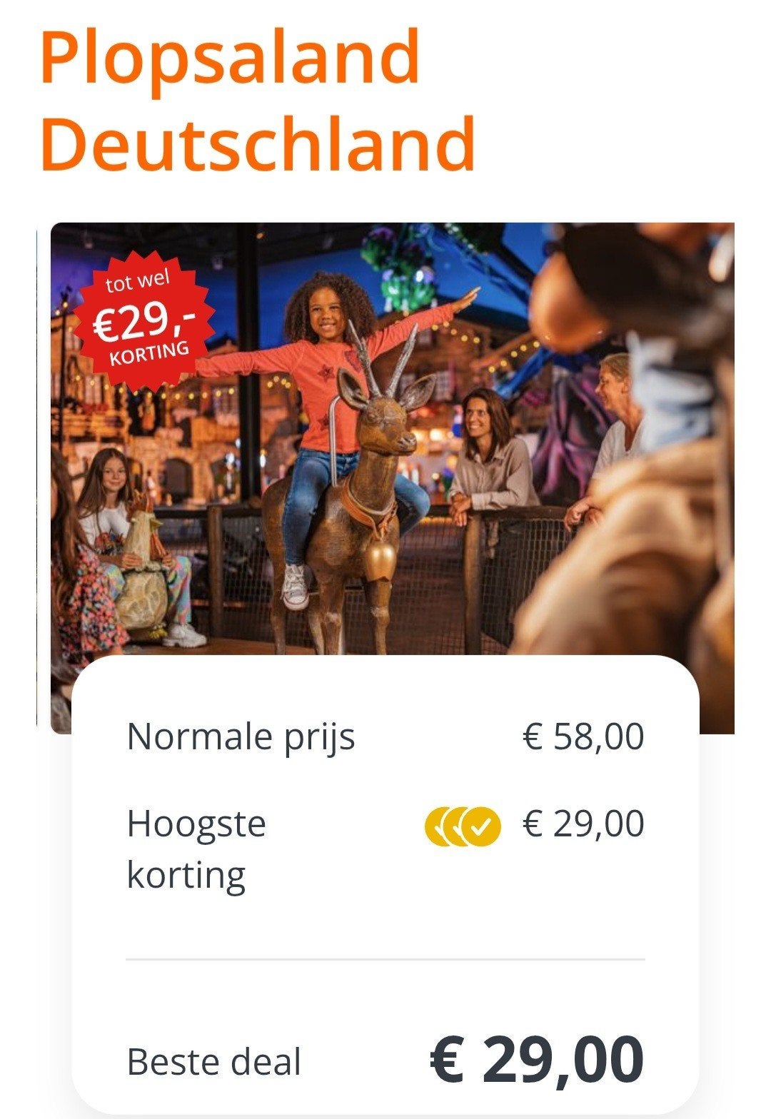 Kortingsvoucher €29 voor Plopsaland Duitsland, Tickets en Kaartjes, Eén persoon, Kortingskaart