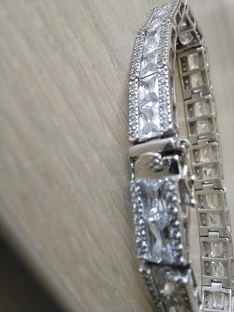 Tennisarmband zilver 925, Met edelsteen, Ophalen of Verzenden, Zo goed als nieuw, Zilver