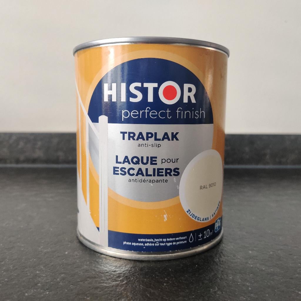 Histor Perfect Finish Traplak zijdeglans wit RAL 9010, Wit, Nieuw, Ophalen of Verzenden, Lak
