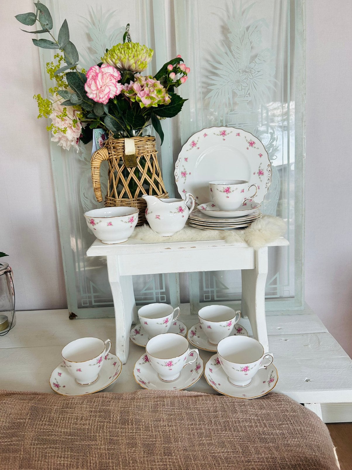 Royal Osborne 6 pers koffie thee taart servies porselein, Antiek en Kunst, Antiek | Servies compleet, Ophalen