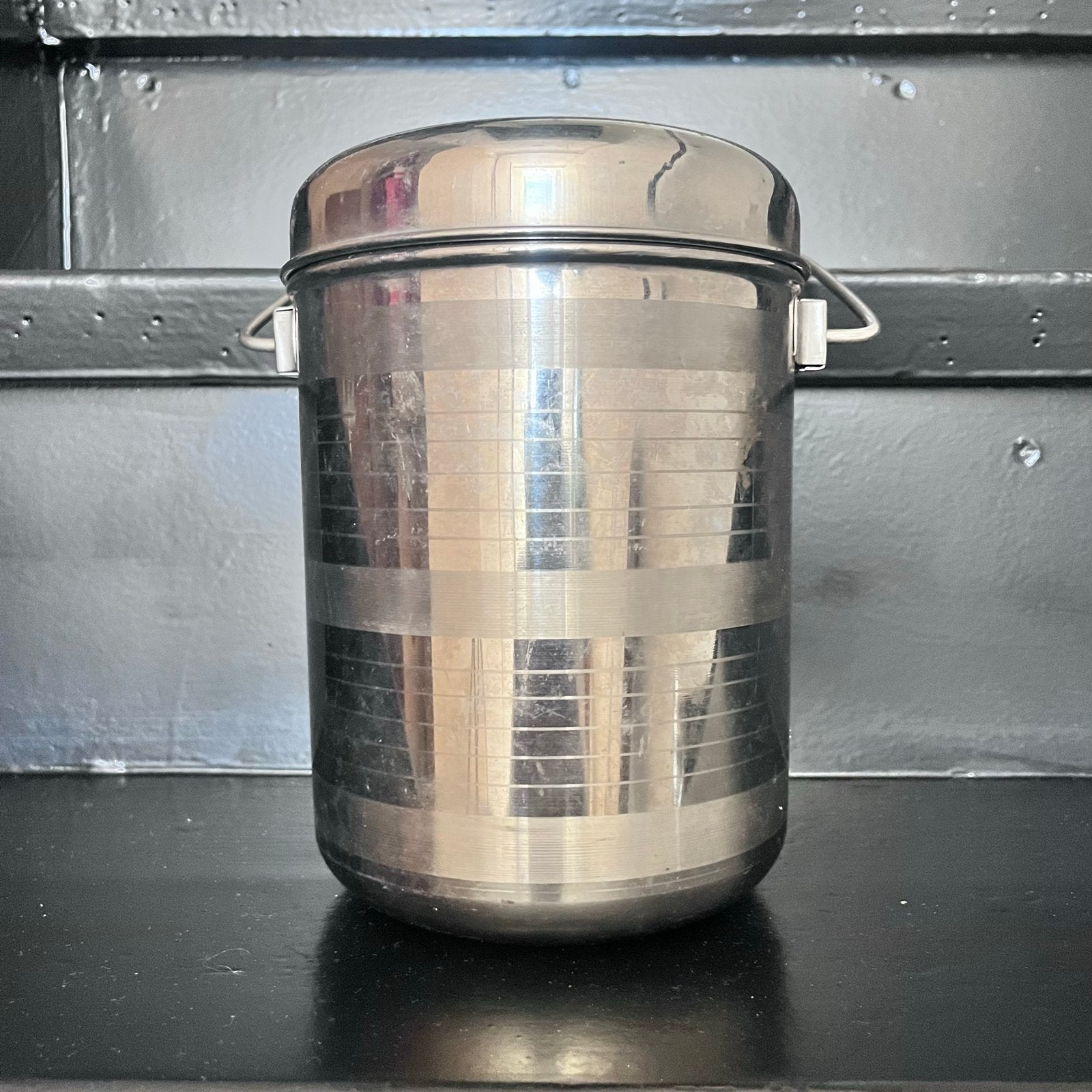 Zgan RVS pot met deksel en hengsel - 20cm hoog, 14cm Ø, Huis en Inrichting, Woonaccessoires | Schalen en Manden, Zo goed als nieuw