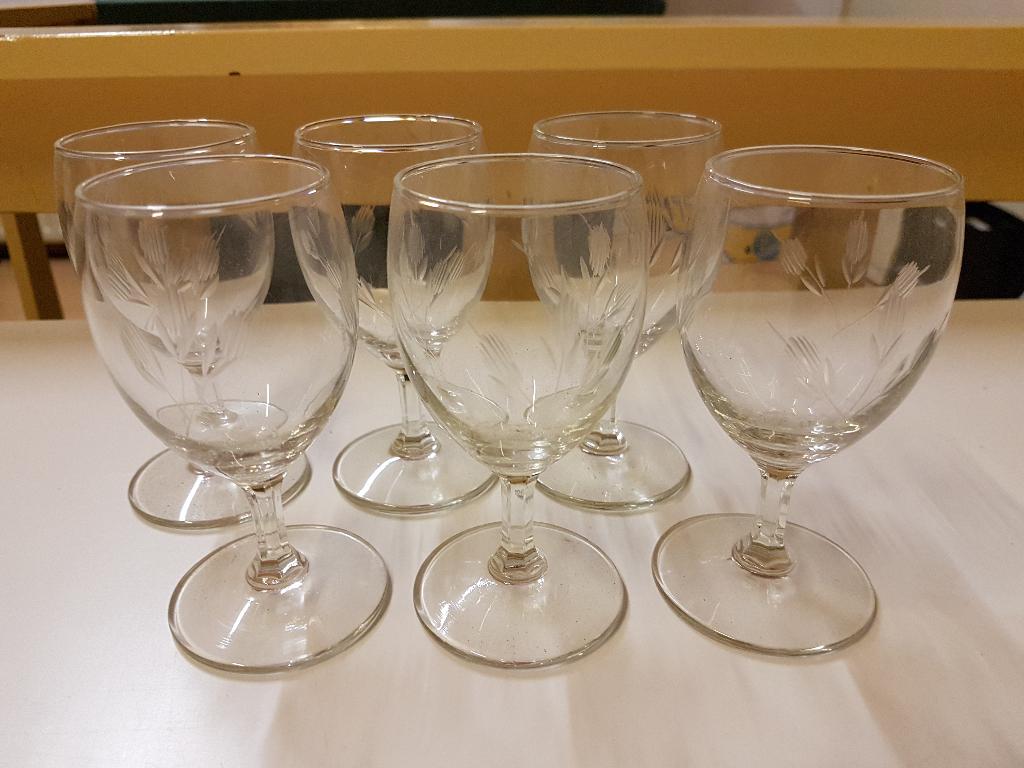 Gegraveerde sherryglazen 6 stuks 11 x 5, Ophalen of Verzenden