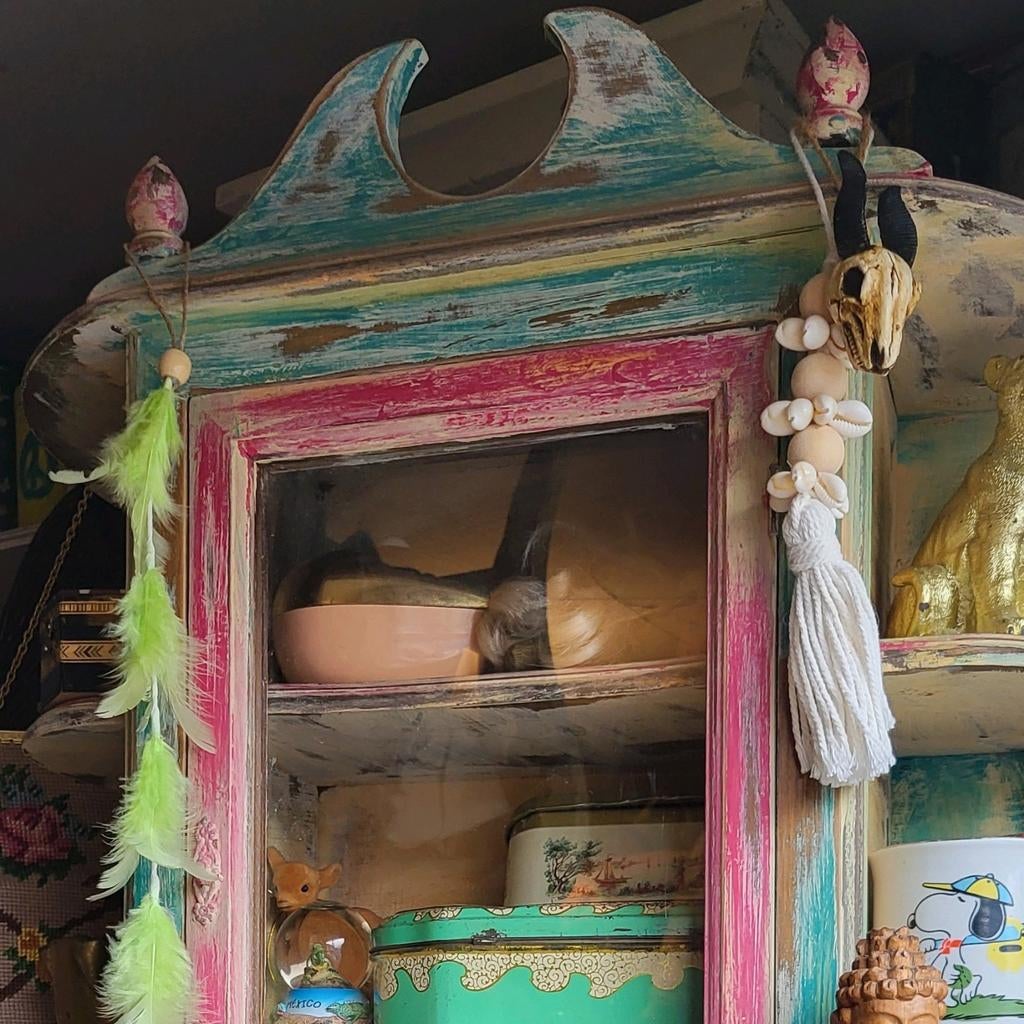 Bohemian brocante/Boho/Vitrinekastje/Kastje, Ophalen of Verzenden