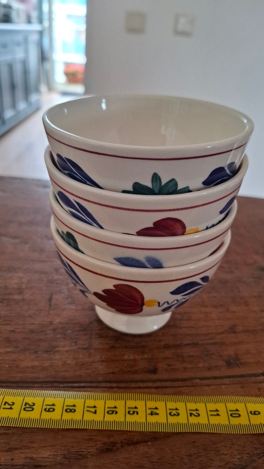 Boerenbont kommetjes 10cm diameter (x4), Ophalen of Verzenden, Zo goed als nieuw, Rond, Riet