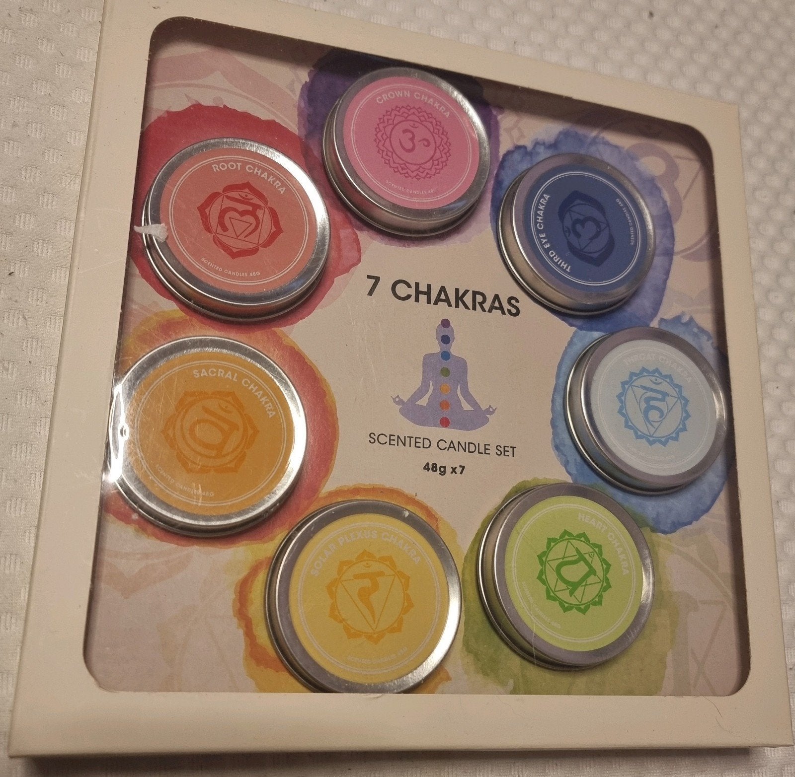 Doosje met 7 Geurkaarsen - 7 Chakra's, Meerkleurig, Overige materialen, Overige stijlen, Nieuw