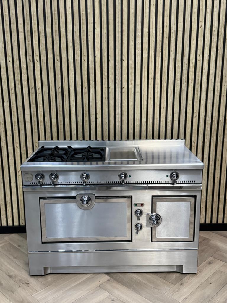 La Cornue Grand Papa Inox Gas + Warmhoudkast, Witgoed en Apparatuur, Fornuizen, Hete lucht, 60 cm of meer, Ophalen of Verzenden