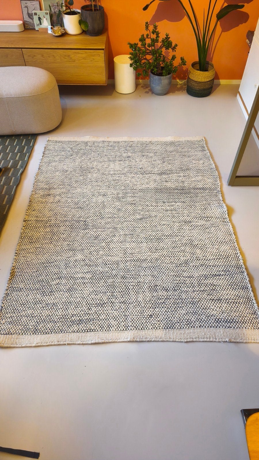 Vloerkleed Wol katoen Zwart & Wit 140 x 200 cm lifa living, Ophalen, Gebruikt, 100 tot 150 cm, Vintage