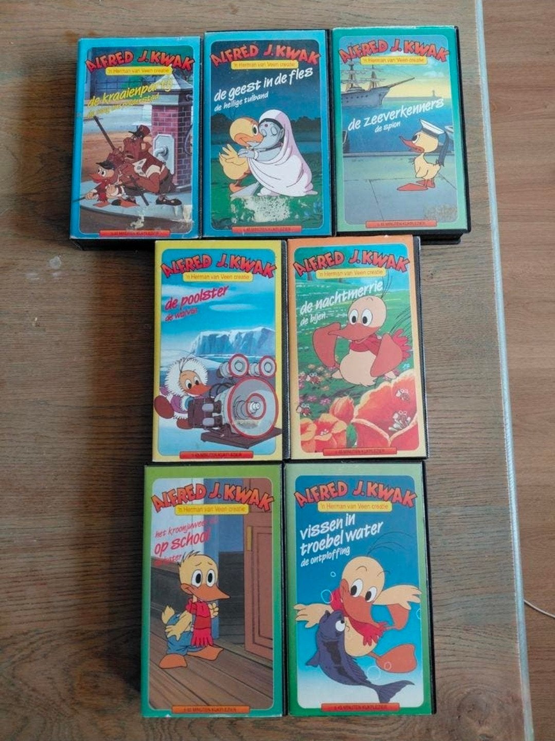 7 Alfred J. Kwak videobanden van KIDSTUFF., Ophalen of Verzenden, Gebruikt, Tekenfilm, VHS