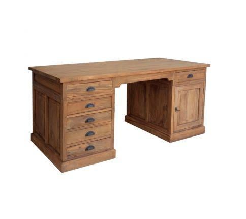 Teak Bureau 160 cm breed, Met lades, 160 cm, Verzenden, Hout