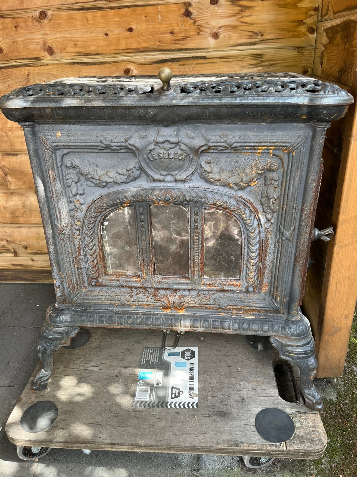 Te koop antieke gietijzeren houthaard, Ophalen, Gebruikt, Houtkachel, Vrijstaand