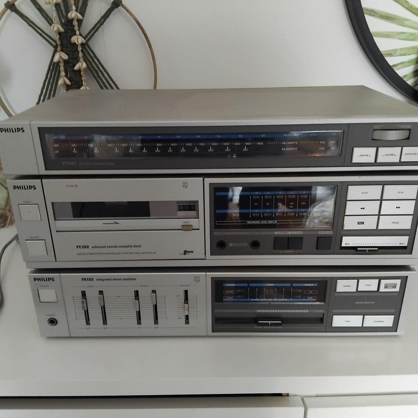 Klassieke Philips hifi-stereoset uit de jaren 80., Philips, Gebruikt, Cassettedeck, Philips