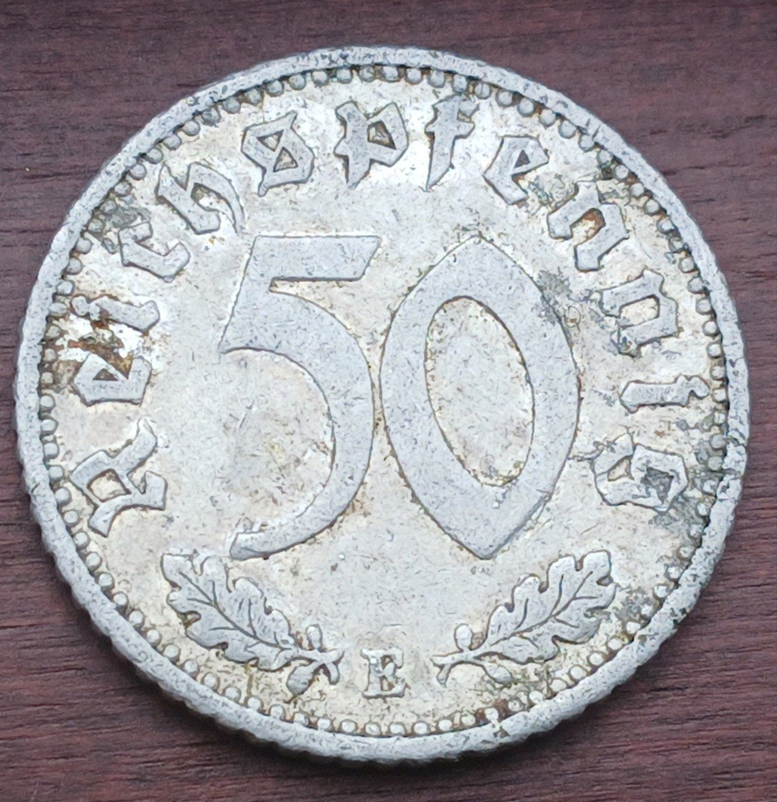 50 Reichspfennig 1935E Nazi Duitsland Oude Munt Muldenhütten, Ophalen of Verzenden, Overige soorten, Duitsland, Overige typen