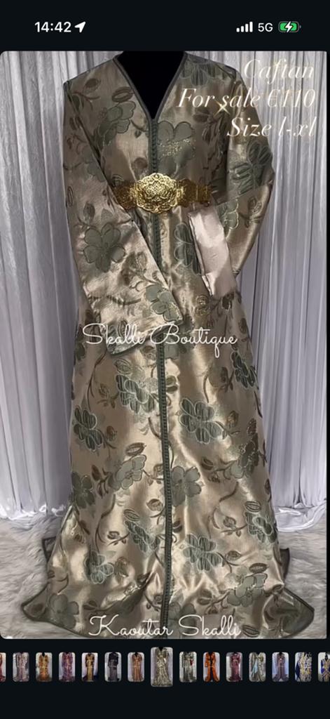 Caftan l/xl brokaat groen, Overige typen, Maat 46/48 (XL) of groter, Ophalen of Verzenden, Zo goed als nieuw