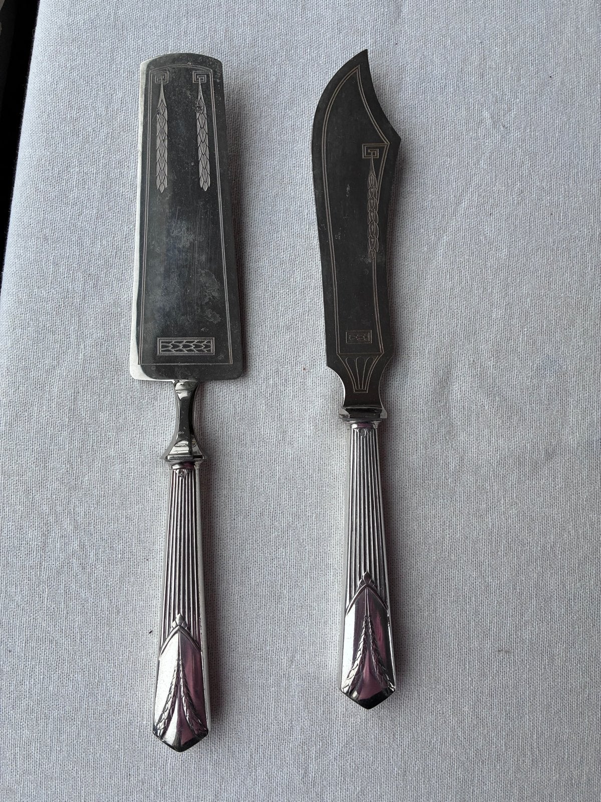 Art deco Antiek verzilverd visbestek set, Antiek en Kunst, Ophalen of Verzenden