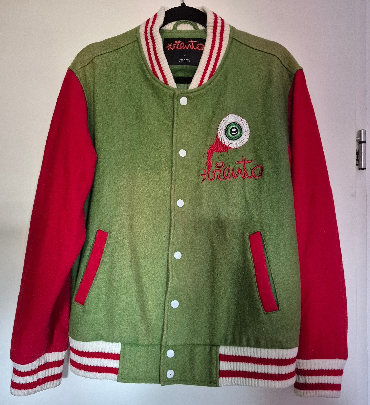 Viento Varsity Jacket - Groen/Rood, Ophalen, Maat 48/50 (M), Groen, Viento