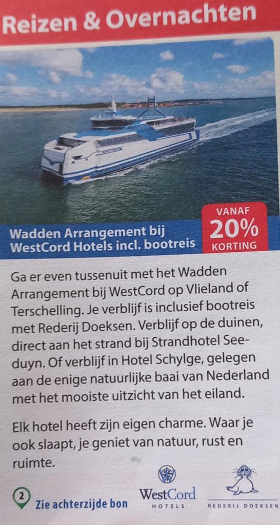 Westcord Hotel vanaf 20% korting incl. bootreis, Tickets en Kaartjes