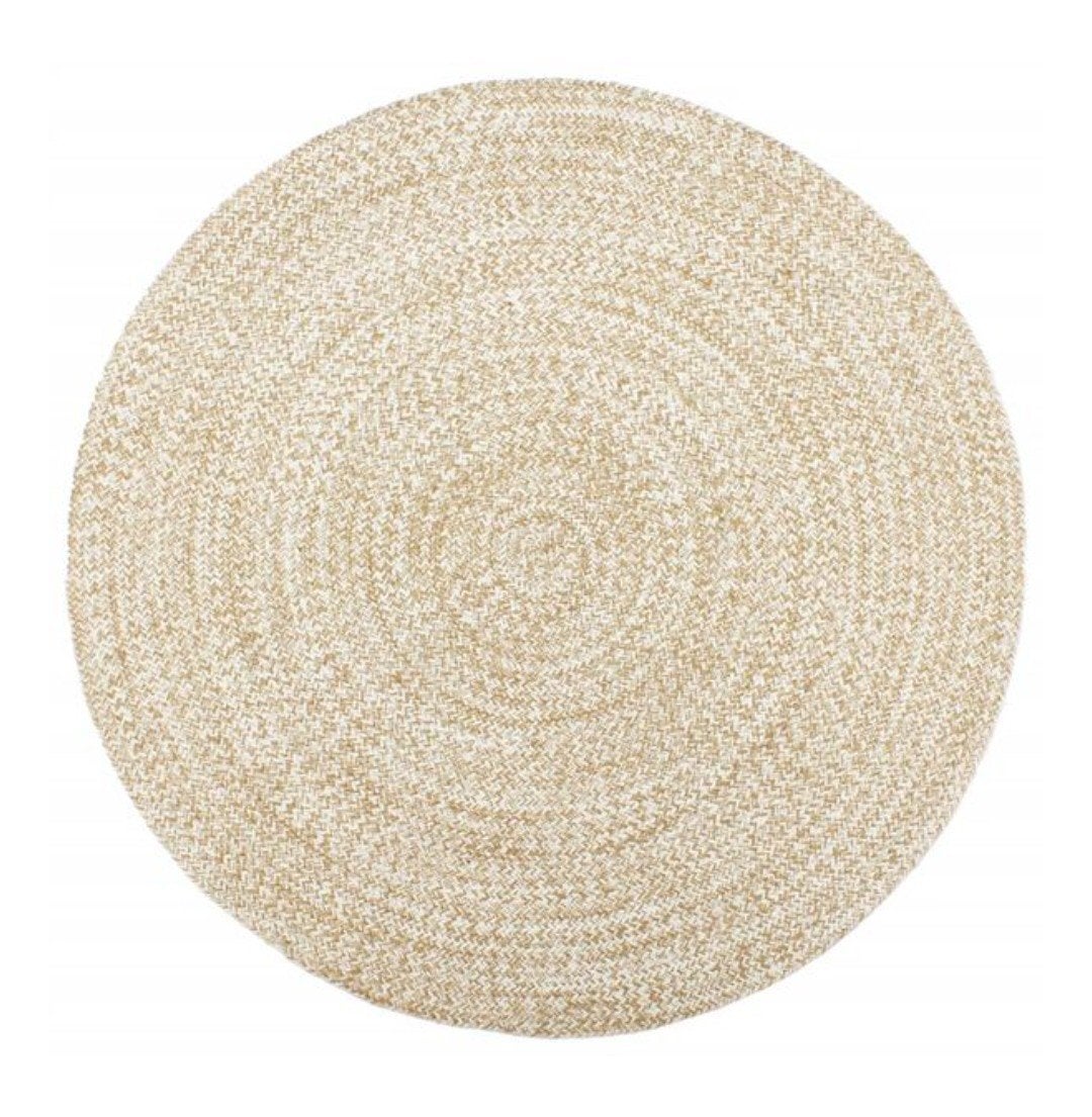 Mooi jute vloerkleed, VidaXL, diameter 240, wit/beige, zgan, Beige, Rond, 200 cm of meer, Ophalen of Verzenden
