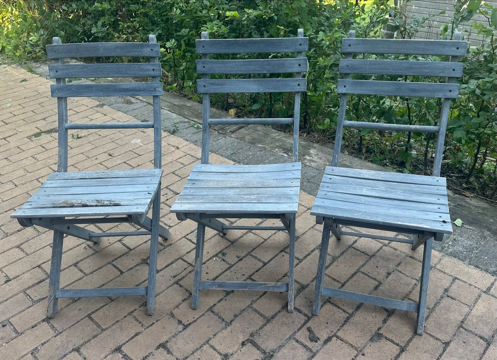 3x Houten inklapbare tuinstoelen, Ophalen, Gebruikt, Hout, Inklapbaar
