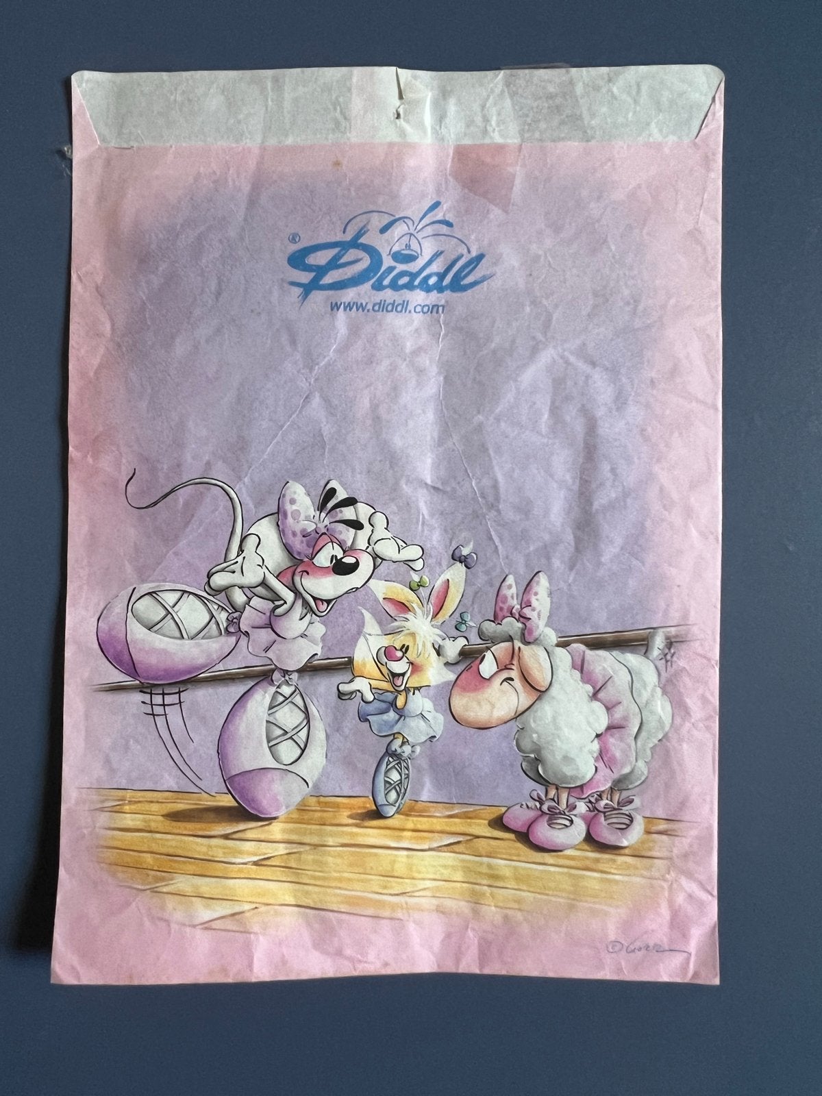 Diddl papieren zakje - Diddlina, Pimboli en Mimihopps, Ophalen of Verzenden, Verschillende figuren, Gebruikt, Papier, Kaart of Schrift