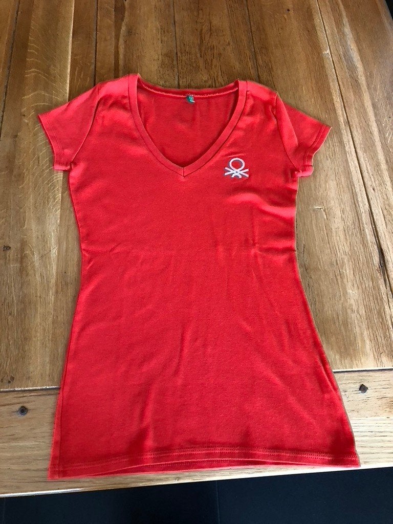 Oranje Benetton shirt, maat S, Verzenden, Benetton, Oranje, Zo goed als nieuw