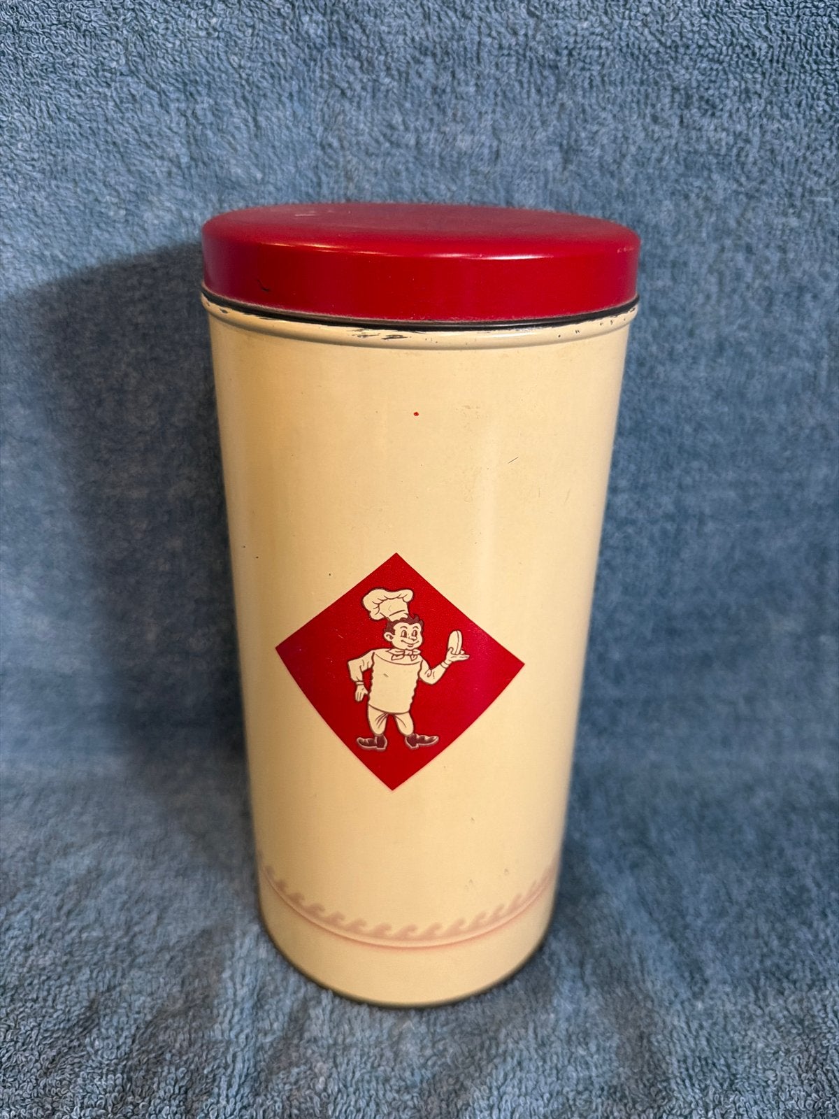 Vintage voorraadbus met kok-afbeelding, Ophalen of Verzenden