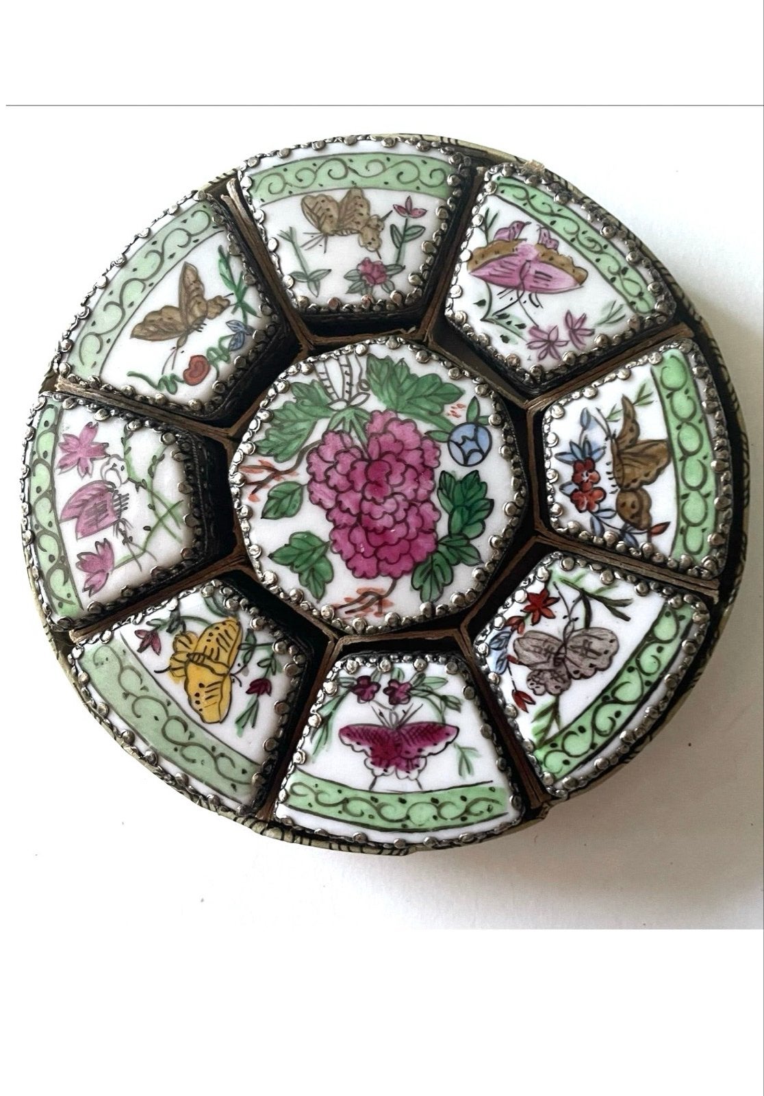 Antieke Chinese Canton Emaille Doosjes - Vlinders & Bloemen, Ophalen of Verzenden
