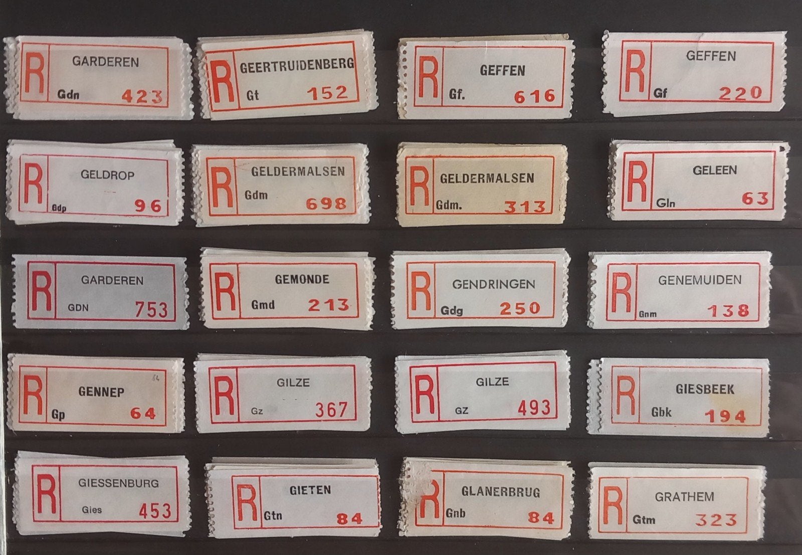 aantekenstrookjes  G, Verzenden, Na 1940, Postfris