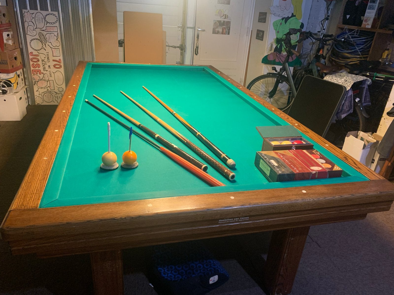 Complete Biljarttafel met Accessoires en Verlichting, Sport en Fitness, Biljarten en Poolen, Ophalen, Gebruikt, Biljarttafel