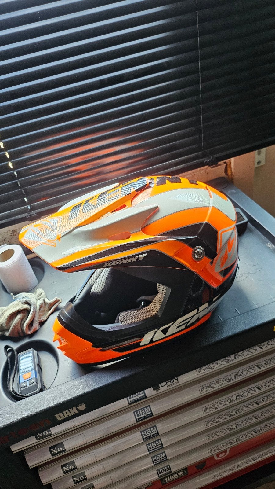 Kenny Offroadhelm - Oranje/Wit, Motoren, Kleding | Motorhelmen, M, Tweedehands, Ophalen, Overige merken
