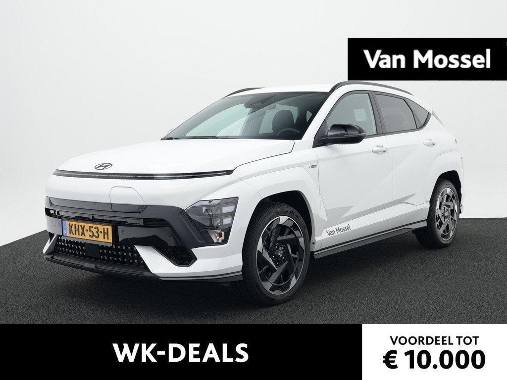 Hyundai Kona Electric N Line Business 64.8 kWh | Bose Audio, Auto's, Hyundai, 12 maanden, Stof, 750 kg, Wit